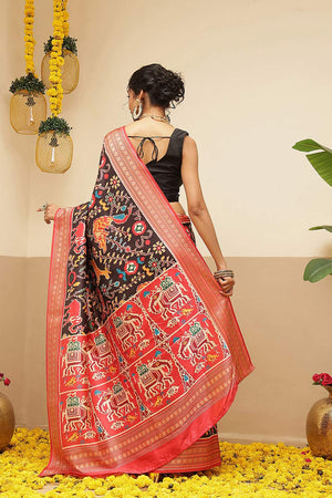 Black Kalamkari Printed Silk Saree (SZ-DGUSHA-BL-3117)