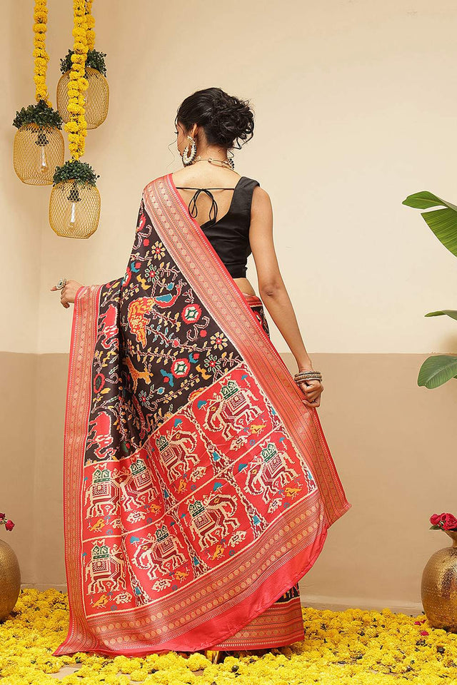 Black Kalamkari Printed Silk Saree (SZ-DGUSHA-BL-3117)