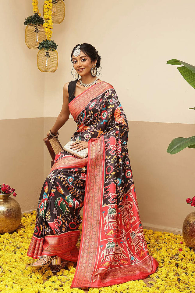 Black Kalamkari Printed Silk Saree (SZ-DGUSHA-BL-3117)