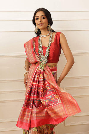 Peach Kalamkari Printed Silk Saree (SZ-DGUSHA-PE-3116)