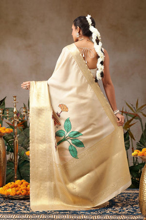 Beige Printed Silk Saree (SZ-DGZARA-BE-3068)