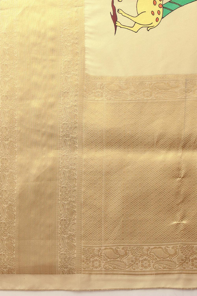 Beige Printed Silk Saree (SZ-DGZARA-BE-3068)