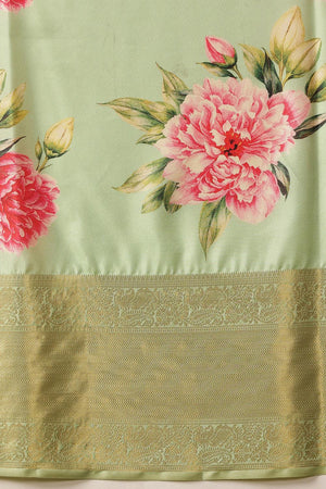 Green Printed Silk Saree (SZ-DGZARA-GN-3070)
