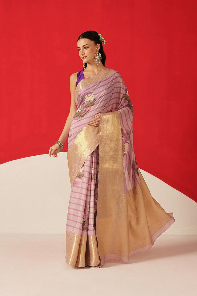 Lavender Printed Silk Saree (SZ-DGZARA-LV-3069)