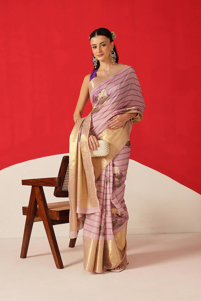 Lavender Printed Silk Saree (SZ-DGZARA-LV-3069)