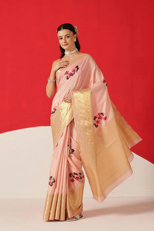 Peach Printed Silk Saree (SZ-DGZARA-PE-3071)