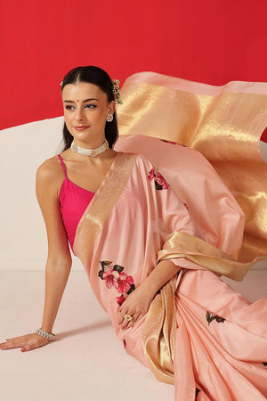 Peach Printed Silk Saree (SZ-DGZARA-PE-3071)