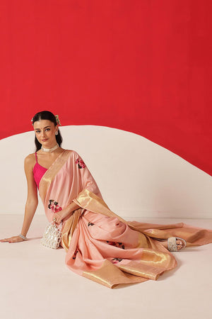 Peach Printed Silk Saree (SZ-DGZARA-PE-3071)