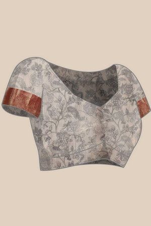 Lavender Animal Printed Muga Silk Saree