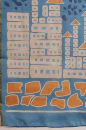 Blue Chanderi Abstract Printed Cotton  Saree