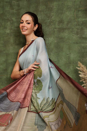 Multi-Color Chanderi Abstract Printed Cotton  Saree