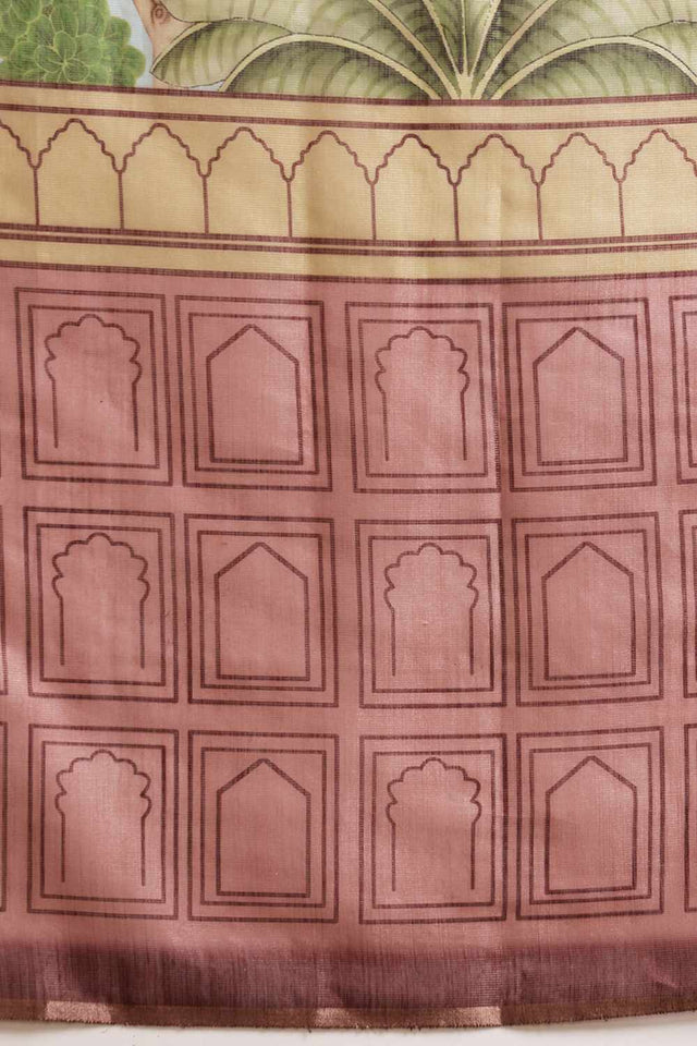 Multi-Color Chanderi Abstract Printed Cotton  Saree