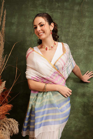 Multi-Color Chanderi Printed Cotton  Saree