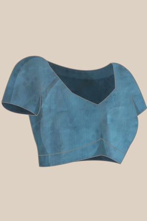 Blue Chanderi Abstract Printed Cotton  Saree