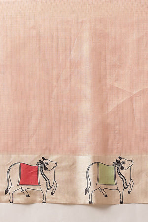 Peach Warli Printed Tissue Saree (SZ-EMA-PE-3205)