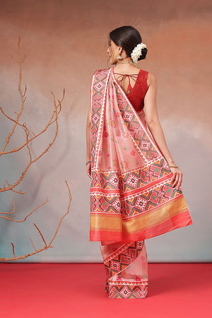 Pink Patola Printed Tissue Saree (SZ-EMA-PN-3206)
