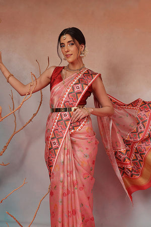 Pink Patola Printed Tissue Saree (SZ-EMA-PN-3206)