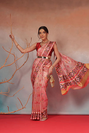 Pink Patola Printed Tissue Saree (SZ-EMA-PN-3206)
