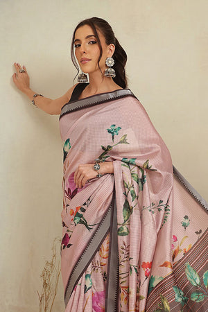 Pink Floral Printed Art Silk Saree (SZ-EVA-PN-3203)