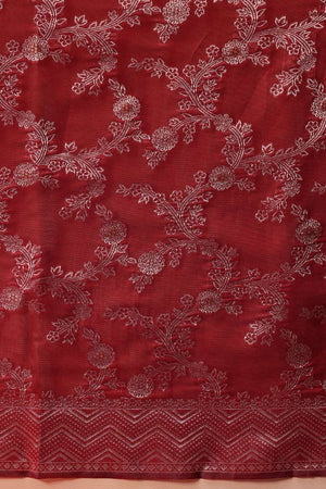 Maroon Woven Cotton Saree