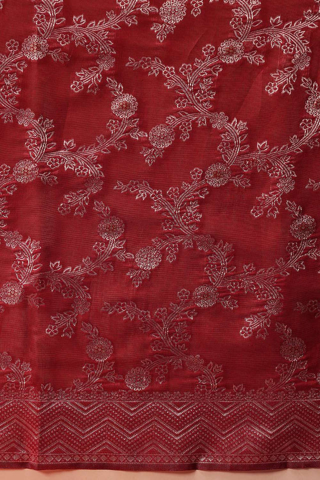 Maroon Woven Cotton Saree