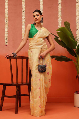 Cream Woven Cotton Saree