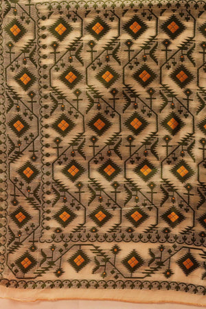 Beige Woven Cotton Saree