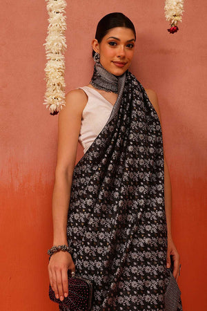 Black Woven Cotton Saree