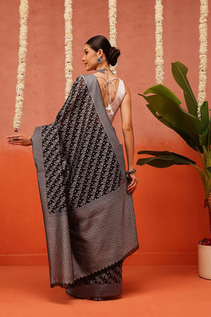 Black Woven Cotton Saree