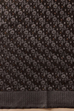 Black Woven Cotton Saree