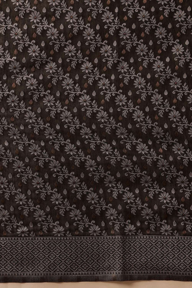 Black Woven Cotton Saree