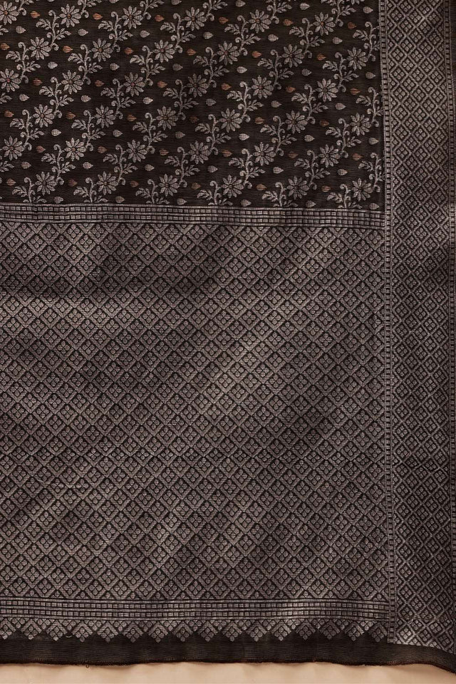 Black Woven Cotton Saree