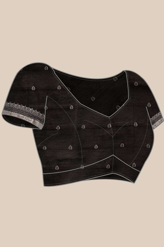 Black Woven Cotton Saree