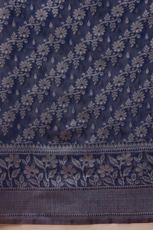 Blue Woven Cotton Saree