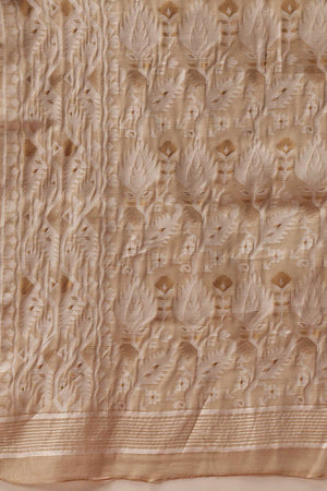 Beige Woven Cotton Saree