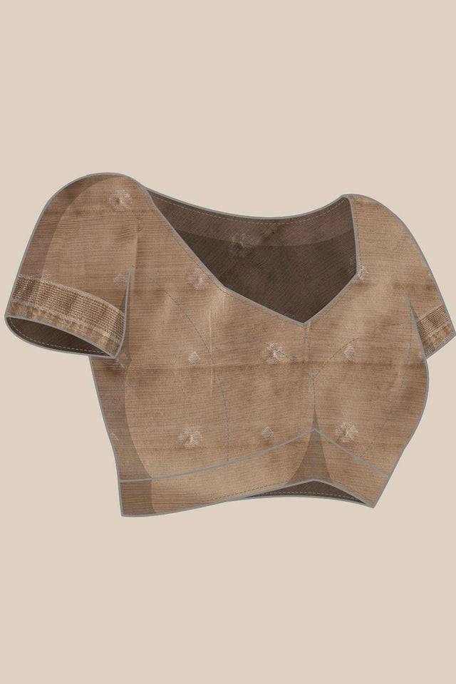 Beige Woven Cotton Saree