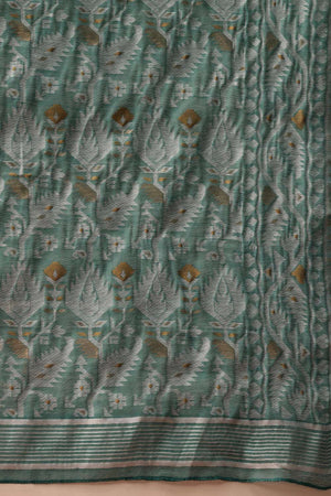 Turquoise Woven Cotton Saree