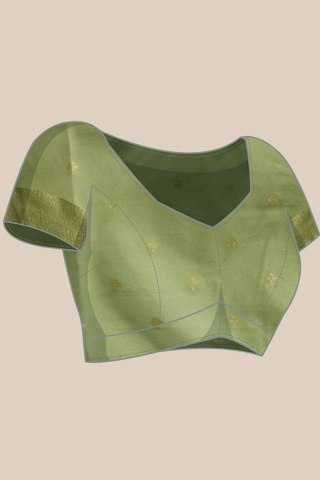 Green Woven Cotton Saree