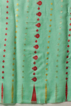 Green Woven Design Cotton Saree