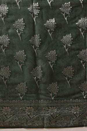 Green Woven Design Cotton Saree