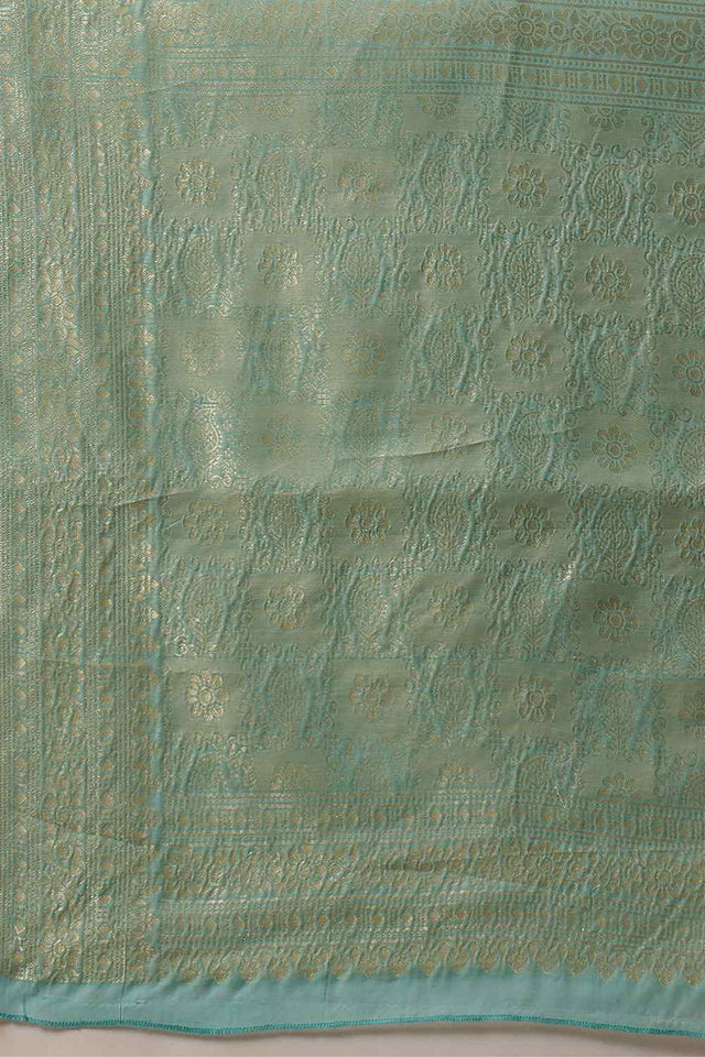 Turquoise Woven Design Cotton Saree