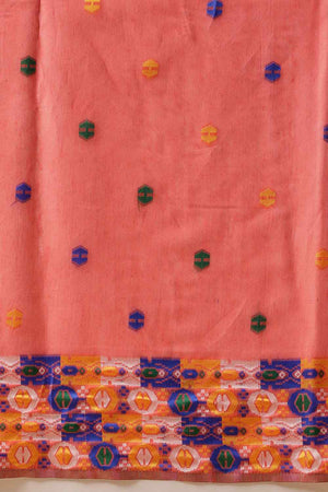 Peach Woven Design Cotton Saree