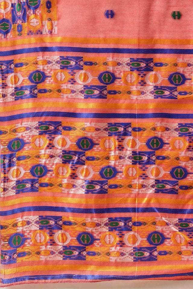 Peach Woven Design Cotton Saree