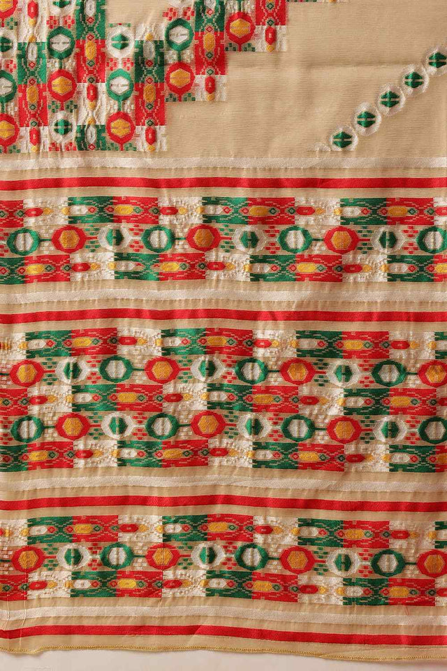 Beige Woven Design Cotton Saree