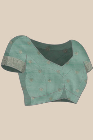 Turquoise Woven Cotton Saree