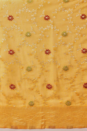 Yellow Woven Cotton Saree