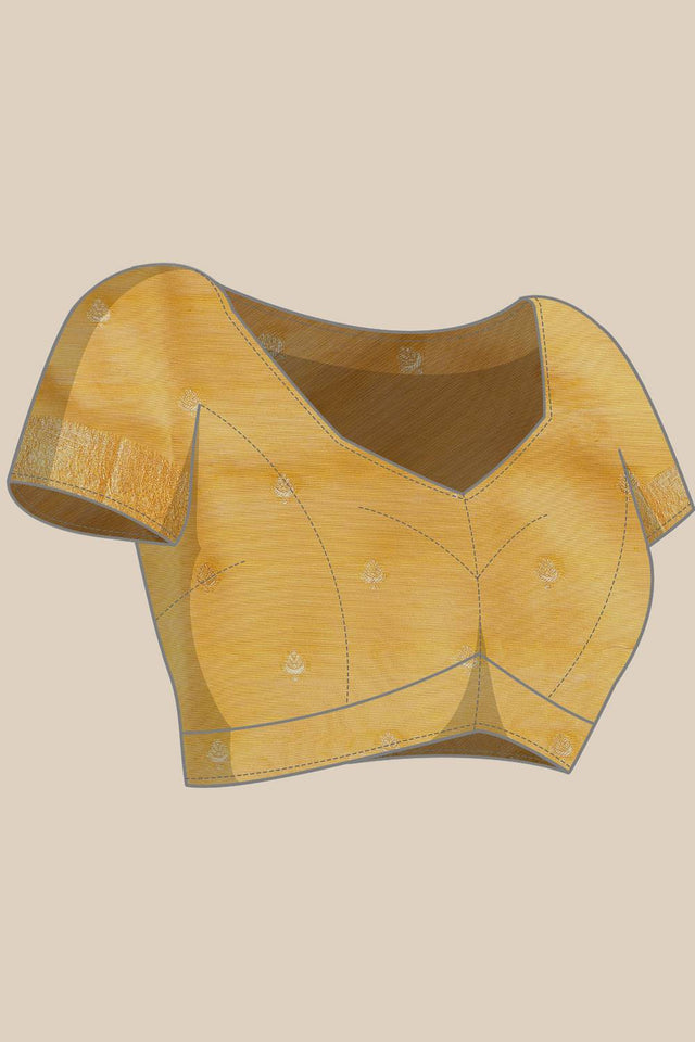 Yellow Woven Cotton Saree