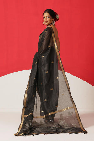 Black Woven Cotton Blend Saree (SZ-JMD34-BL-3046)