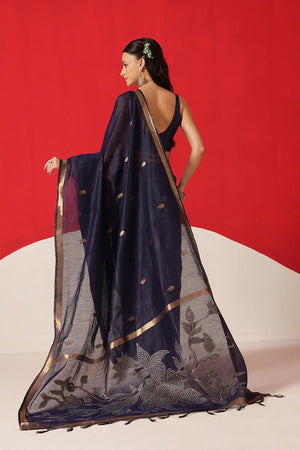Blue Woven Cotton Blend Saree (SZ-JMD34-BU-3043)