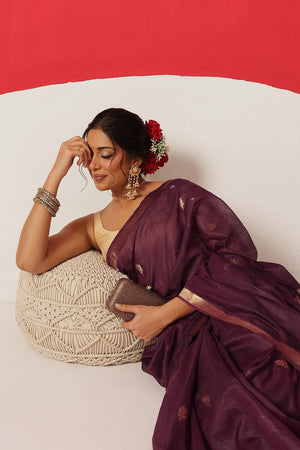 Maroon Woven Cotton Blend Saree (SZ-JMD34-MR-3044)